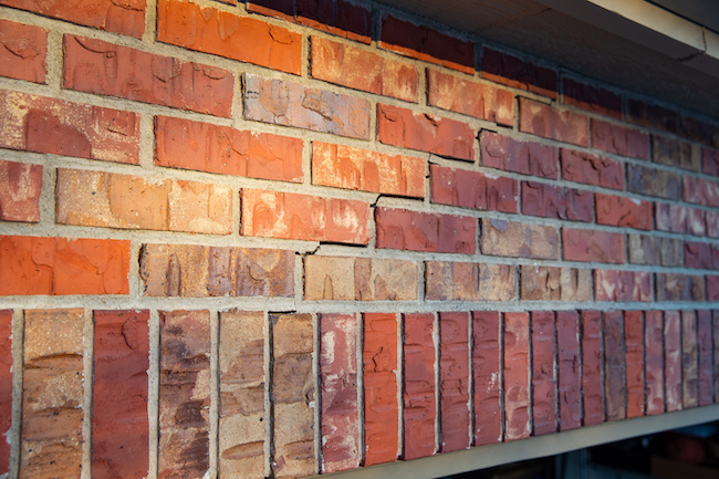 cracked garage brick